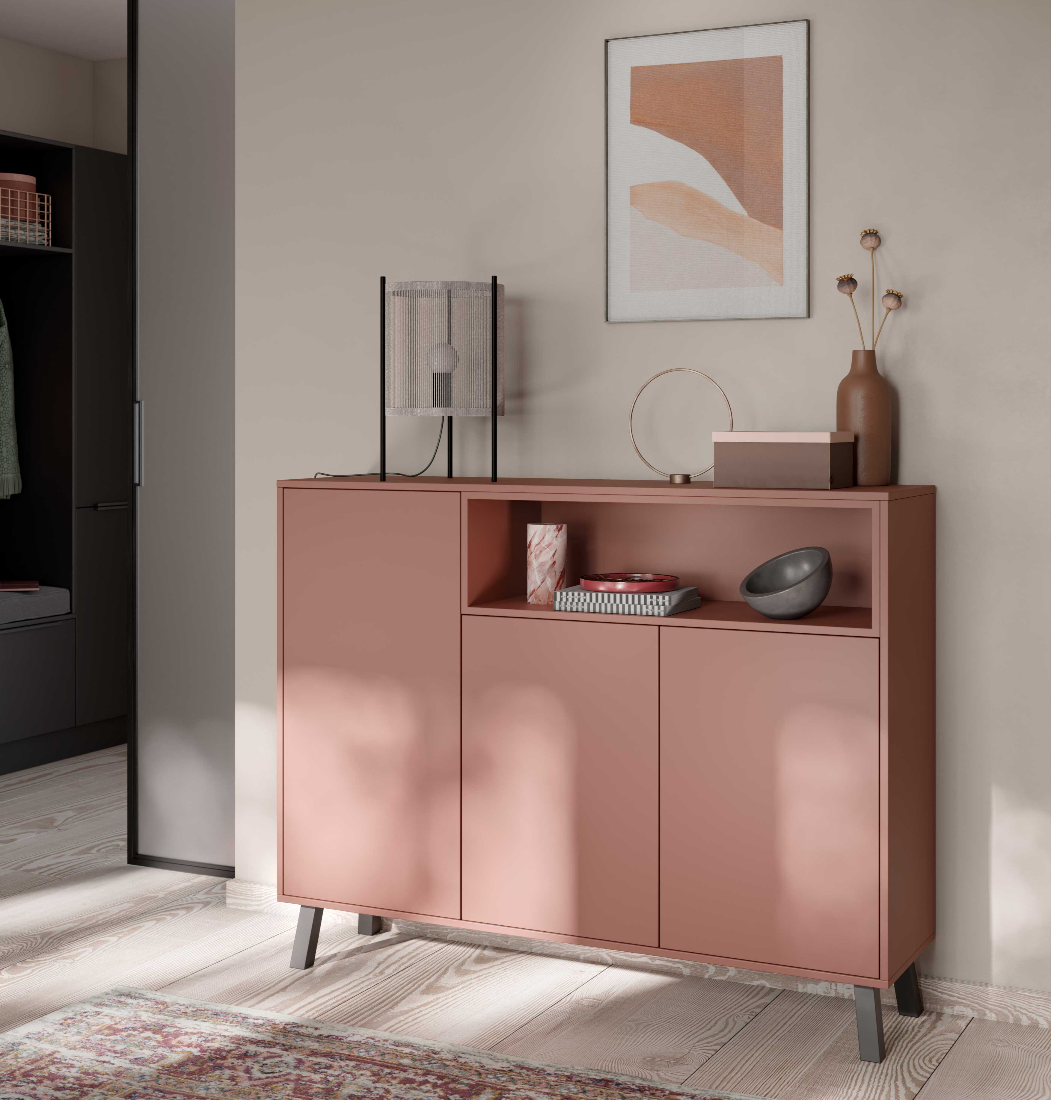 Küche in schwarz und rosa